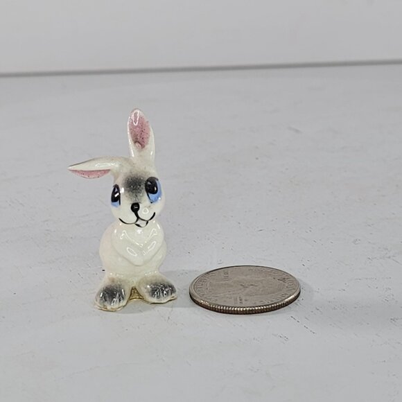 Early Monrovia Hagen Renaker White Rabbit Ears Apart Blue Eyes 1950s Figurine - Picture 5 of 6